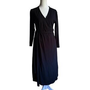 ISABELLA OLIVER | Black Maternity Full Wrap Dress 3/4 Sleeves Midi  Size 5 12/14